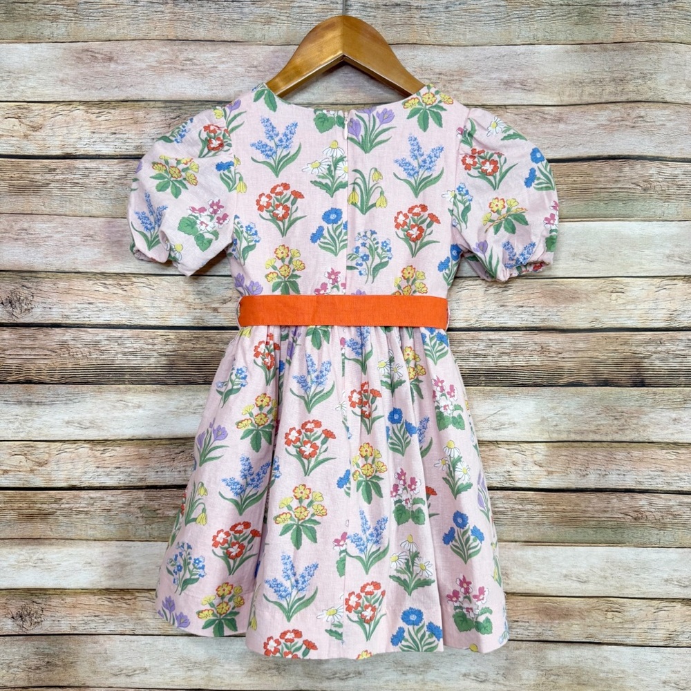 Mini Boden Pink Floral Cotton Linen Vintage Dress in Dusty Pink Flowers Size 5/6 - Picture 6 of 7